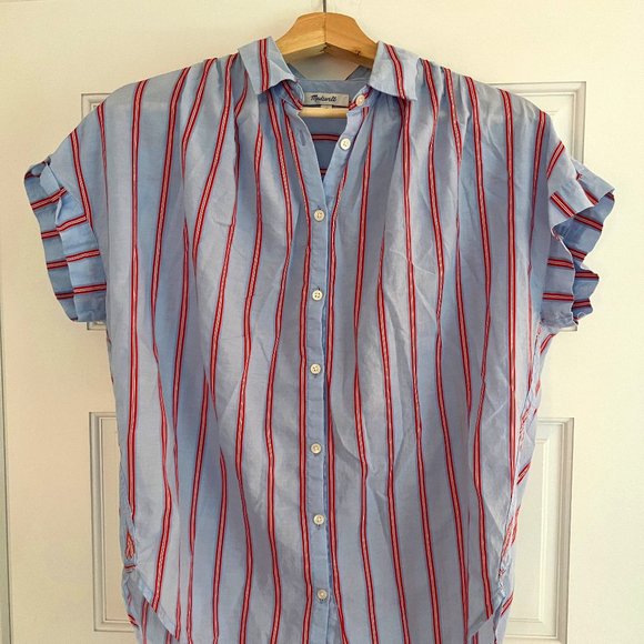 Madewell Tops - Madewell Striped Button Down Short Sleeve Shirt - XS